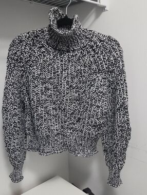 H&M Black and White Marled Turtleneck Sweater